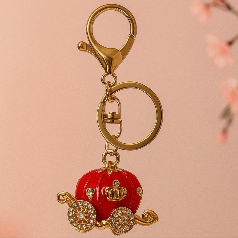 Bag Charm Cinderella-inspired Carriage Keychain Keyring Red Coach Pumpkin